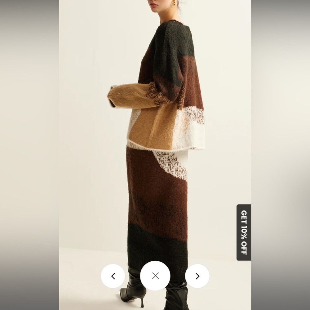 Anthropologie Brown and Cream Maxi Skirt - Picture 4 of 5